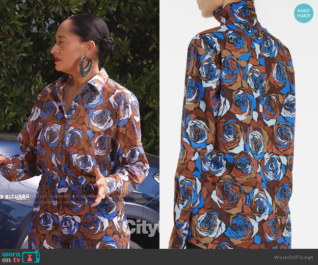 Floral Cotton Blouse by Dries van Noten worn by Rainbow Johnson (Tracee Ellis Ross) on Black-ish