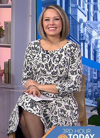 WornOnTV: Dylan’s black and white lace dress on Today | Dylan Dreyer ...