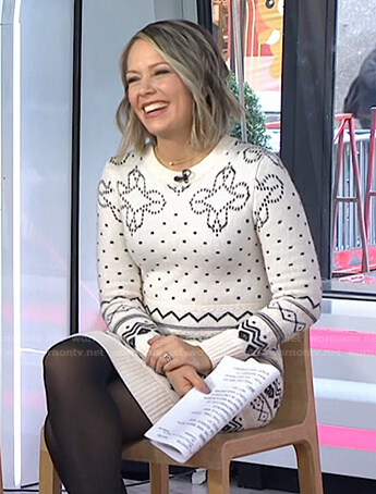 Dylan’s white printed sweater dress on Today