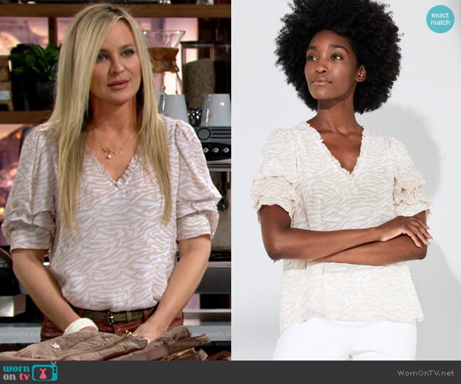 Ecru Applegate Top worn by Sharon Newman (Sharon Case) on The Young and the Restless