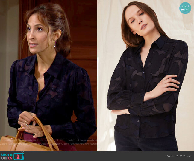 Ecru Macgraw Easy Shirt worn by Lily Winters (Christel Khalil) on The Young & the Restless