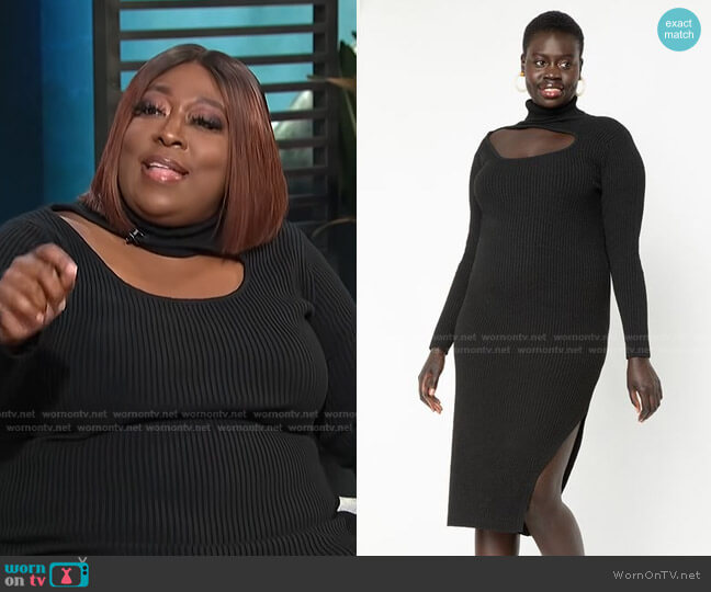 Cutout Detail Turtleneck Sweater Dress by Eloquii worn by Loni Love  on E! News