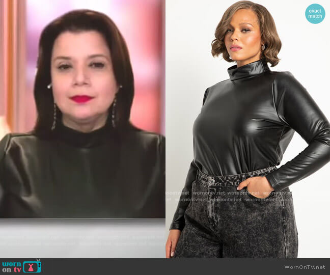 Faux Leather Turtleneck by Eloquii worn by Ana Navarro on The View