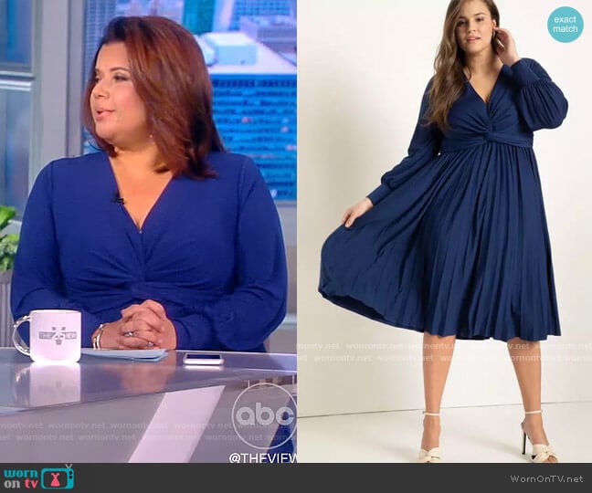 Knot Front Pleated Skirt Dress by Eloquii worn by Ana Navarro on The View