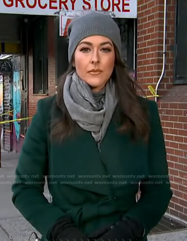 Erielle Reshef's green wrap coat on Good Morning America