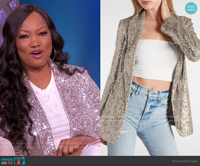 Champagne Sequin Boyfriend Blazer by Express worn by Garcelle Beauvais  on The Real