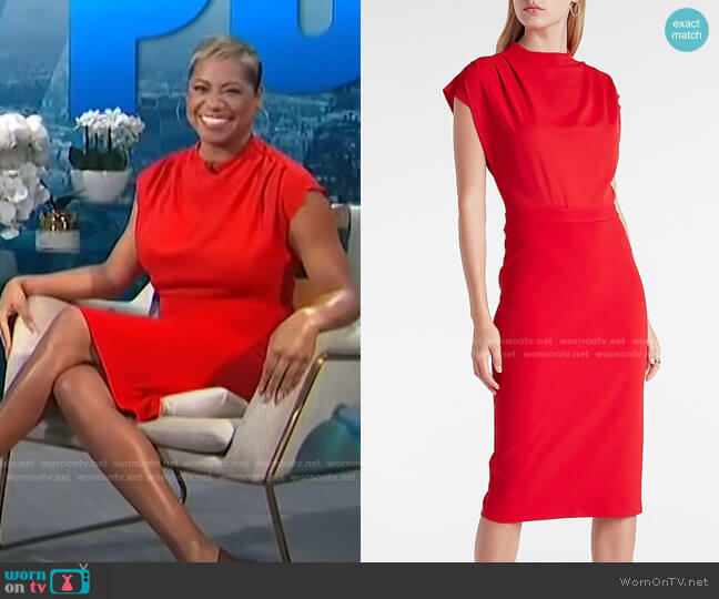 WornOnTV: Monique's red mock neck dress ...