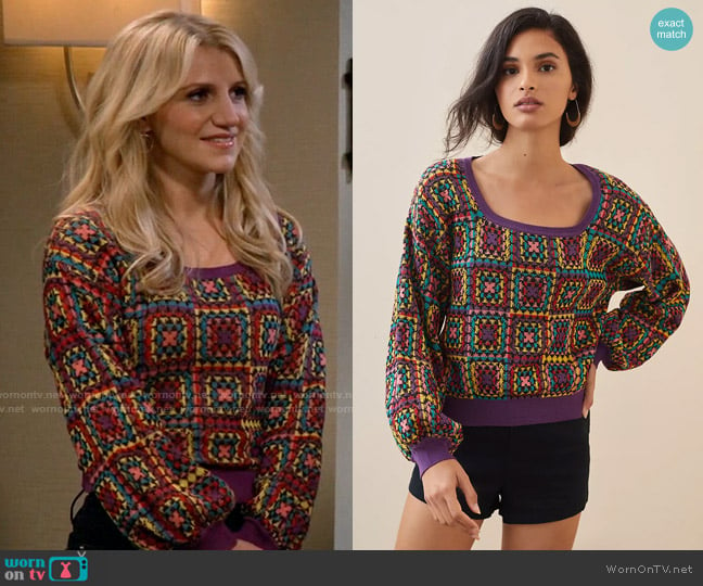 Farm Rio Crochet Sweater worn by Gina Dabrowski (Annaleigh Ashford) on B Positive