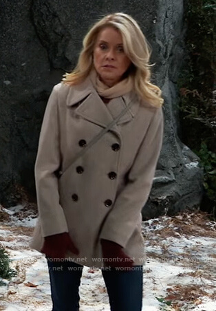 Felicia's beige double breasted peacoat on General Hospital