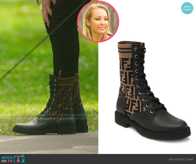 Rockoko Knit Leather Combat Boots by Fendi worn by Mary Fitzgerald  on Selling Sunset