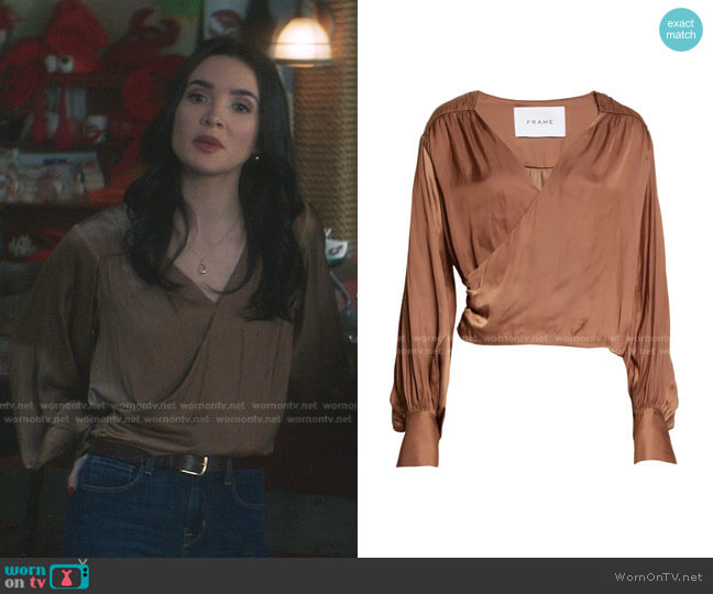Long Sleeve Crossover Top by Frame worn by Bess (Maddison Jaizani) on Nancy Drew