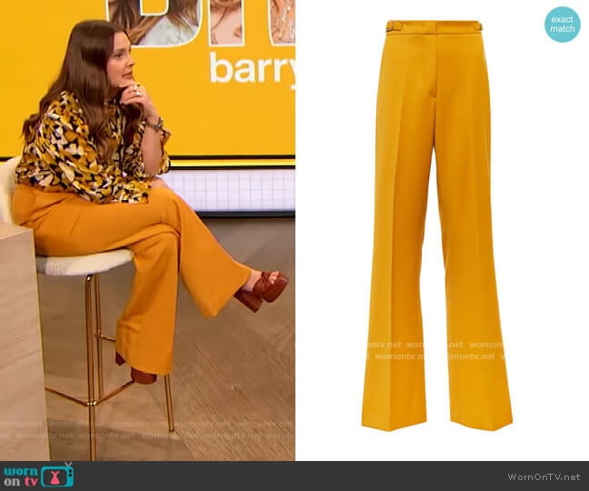 Vesta high-rise flared pants by Gabriela Hearst worn by Drew Barrymore on The Drew Barrymore Show