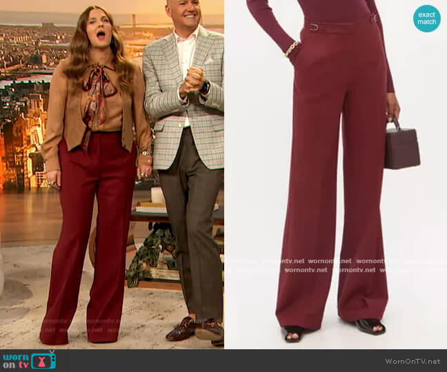 Vesta flared wool-blend hopsack trousers by Gabriela Hearst worn by Drew Barrymore on The Drew Barrymore Show