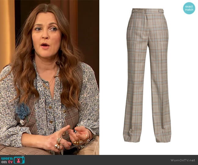 Norman belted wool and silk-blend twill wide-leg pants by Gabriela Hearst worn by Drew Barrymore on The Drew Barrymore Show