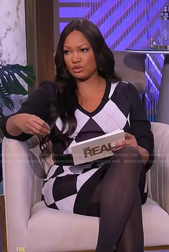 Garcelle’s black argyle sweater dress on The Real