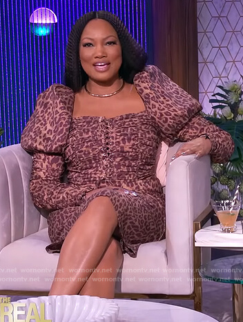 Garcelle's leopard print puff sleeve dress on The Real