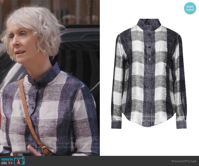 Checked Shirt by Giorgio Armani worn by Miranda Hobbs (Cynthia Nixon) on And Just Like That