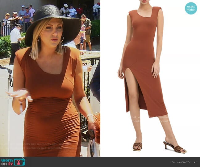 Front Slit Knit Midi Dress by Good American worn by Gina Kirschenheiter on The Real Housewives of Orange County