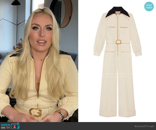 Wide-Leg Belted Jumpsuit by Gucci worn by Lindsey Vonn on Live with Kelly and Ryan