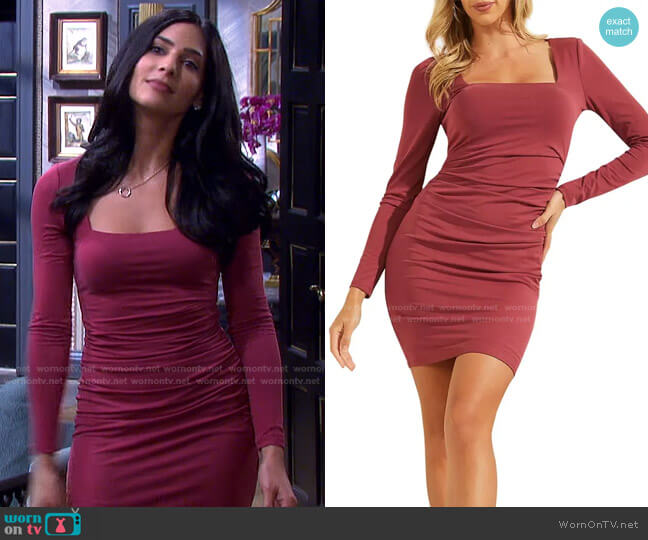 Serena Long Sleeve Minidress by Guess worn by Gabi Hernandez (Camila Banus) on Days of our Lives