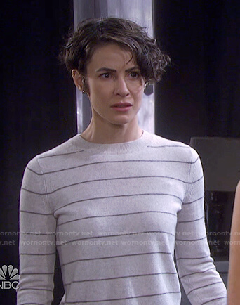 Gwen's white striped sweater on Days of our Lives