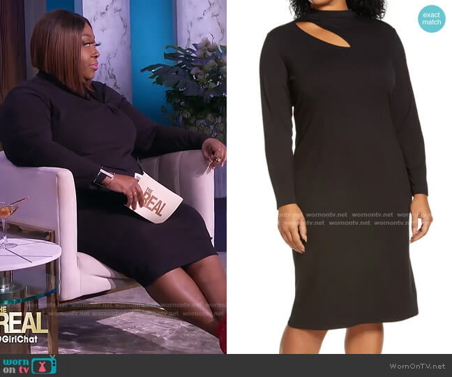Cutout Ponte Knit Long Sleeve Dress by Halogen worn by Loni Love  on The Real