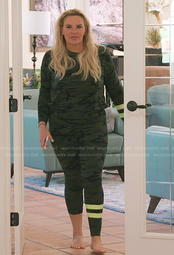 Heather’s green camo print sweatshirt and leggings on The Real Housewives of Salt Lake City