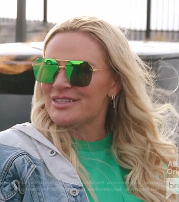 Heather's green geometric sunglasses on The Real Housewives of Salt Lake City