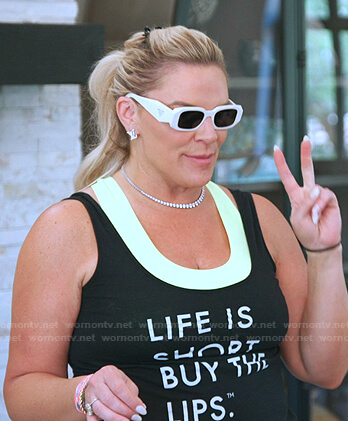 Heather's white frame sunglasses on The Real Housewives of Salt Lake City