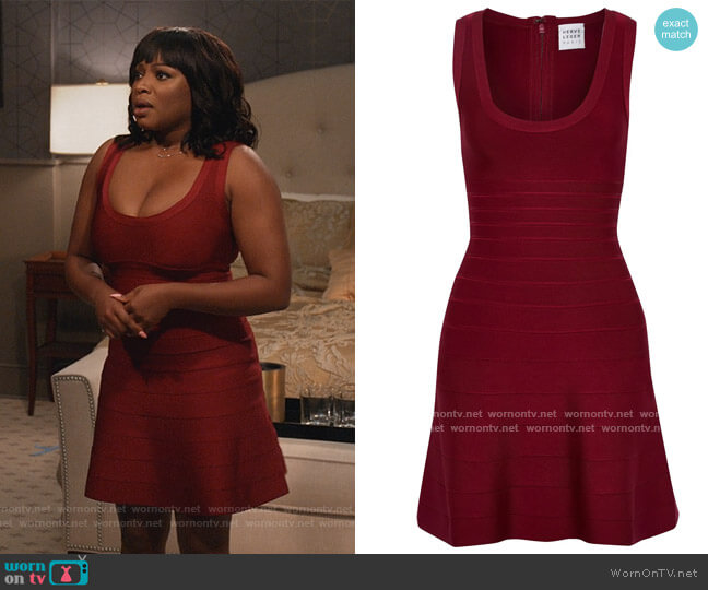 Flared bandage mini dress by Herve Leger worn by Jill (Naturi Naughton) on Queens
