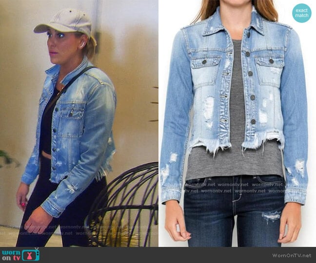 Distressed Jean Jacket by Hidden Jeans worn by Gina Kirschenheiter on The Real Housewives of Orange County