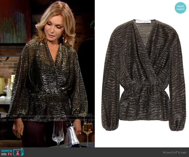 IRO Maryle Wrap Blouse worn by Lauren Fenmore (Tracey Bregman) on The Young and the Restless