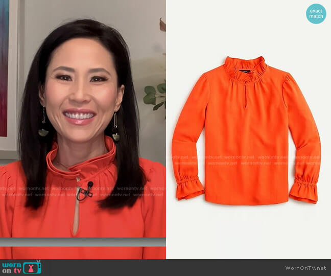 Ruffleneck top in 365 by J. Crew worn by Vicky Nguyen  on Today