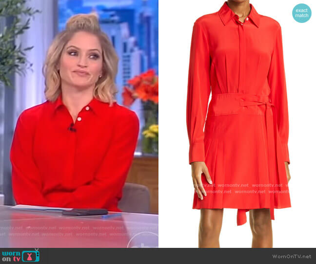 Long Sleeve Silk Crêpe de Chine Shirtdress by Jason Wu worn by Sara Haines on The View