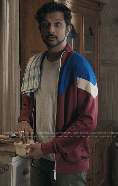 Jay's burgundy and blue track jacket on Ghosts