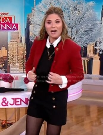 Jenna’s red cropped jacket and black shorts on Today