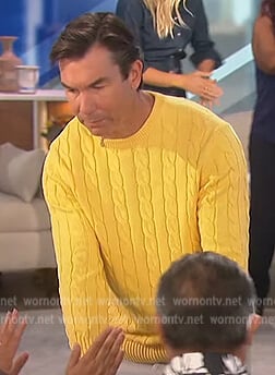 Jerry’s yellow cable knit sweater on The Talk