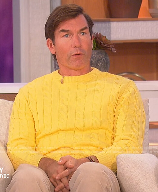 Jerry's yellow cable knit sweater on The Talk