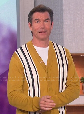 Jerry’s mustard striped cardigan on The Talk