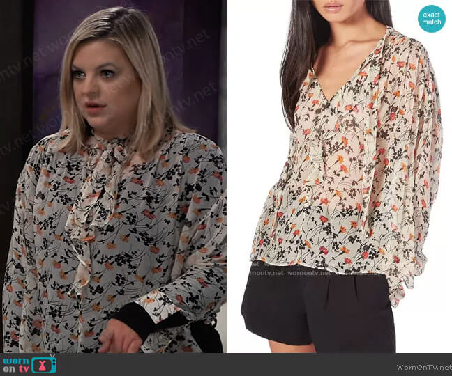 Maiza Floral Blouse by Joie worn by Maxie Jones (Kirsten Storms) on General Hospital