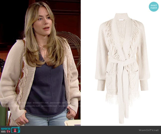 Jonathan Simkhai Anina Cardigan worn by Hope Logan (Annika Noelle) on The Bold and the Beautiful