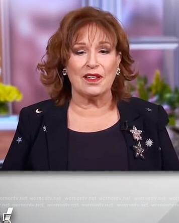 Joy’s black star and moon embellished blazer on The View