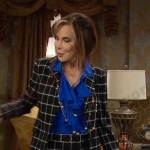 Kate’s black windowpane check suit on Days of our Lives