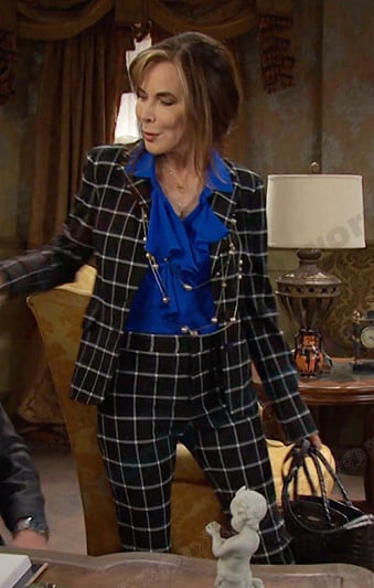 Kate's black windowpane check suit on Days of our Lives