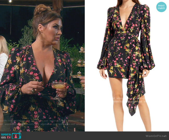 Sleepless Nights Floral Long Sleeve Cocktail Dress by Katie May worn by Emily Simpson  on The Real Housewives of Orange County