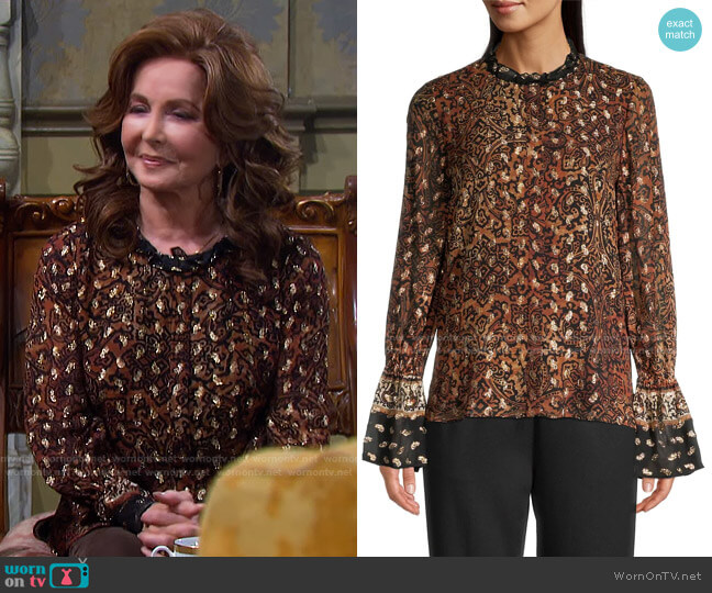 Dayna Paisley Blouse by Kobi Halperin worn by Maggie Horton (Suzanne Rogers) on Days of our Lives