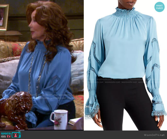 Elsie Lace Detail Blouse by Kobi Halperin worn by Maggie Horton (Suzanne Rogers) on Days of our Lives
