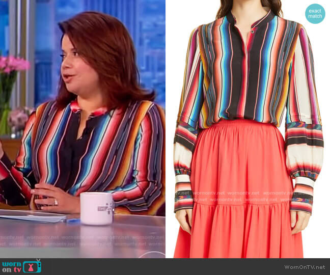 WornOnTV: Ana’s multicolored stripe blouse on The View | Ana Navarro ...