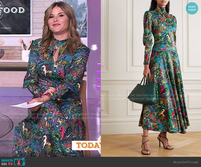 WornOnTV: Jenna’s green printed keyhole dress on Today | Jenna Bush ...