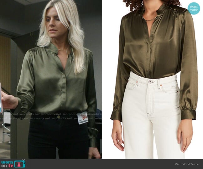 L'Agence Bianca Blouse worn by Amy (Eliza Coupe) on Pivoting